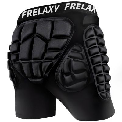 Frelaxy 3D Protective Padded Shorts for Snowboard, Skate and Ski, Snowboard Butt pad, 3D Protection for Tailbone, Hip and Butt (Black, XL)
