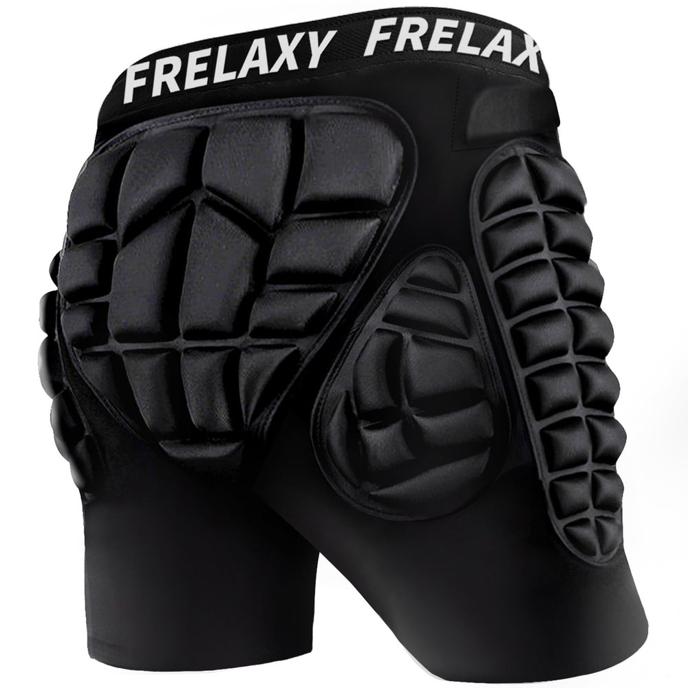 Frelaxy 3D Protective Padded Shorts for Snowboard, Skate and Ski, Snowboard Butt pad, 3D Protection for Tailbone, Hip and Butt (Black, XL)