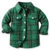 ALLureLove Toddler Boys' Girls' Flannel Plaid Shirt Button Down Long Sleeve Jacket Lapel Shacket Coat Tops Casual Outwear(Z-Green,7T) view 1