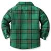 ALLureLove Toddler Boys' Girls' Flannel Plaid Shirt Button Down Long Sleeve Jacket Lapel Shacket Coat Tops Casual Outwear(Z-Green,7T) view 3