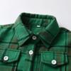 ALLureLove Toddler Boys' Girls' Flannel Plaid Shirt Button Down Long Sleeve Jacket Lapel Shacket Coat Tops Casual Outwear(Z-Green,7T) view 4