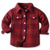 ALLureLove Toddler Boys' Girls' Flannel Plaid Shirt Button Down Long Sleeve Jacket Lapel Shacket Coat Tops Casual Outwear(Z-Red,8T) view 1