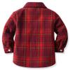 ALLureLove Toddler Boys' Girls' Flannel Plaid Shirt Button Down Long Sleeve Jacket Lapel Shacket Coat Tops Casual Outwear(Z-Red,8T) view 3
