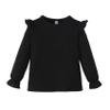 Magic Park 12M-14Y Toddler Girl Long Sleeve Blouse Kids Solid Color Tee Little Girls Ruffle Cuffs T-Shirts Winter Casual Tops (Long Black Tee, 3-4 Years) view 1