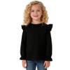 Magic Park 12M-14Y Toddler Girl Long Sleeve Blouse Kids Solid Color Tee Little Girls Ruffle Cuffs T-Shirts Winter Casual Tops (Long Black Tee, 3-4 Years) view 2