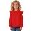 Magic Park 12M-14Y Toddler Girl Long Sleeve Blouse Kids Solid Color Tee Little Girls Ruffle Cuffs T-Shirts Winter Casual Tops (Long Red Tee, 3-4 Years) view 2