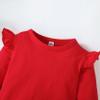 Magic Park 12M-14Y Toddler Girl Long Sleeve Blouse Kids Solid Color Tee Little Girls Ruffle Cuffs T-Shirts Winter Casual Tops (Long Red Tee, 3-4 Years) view 4
