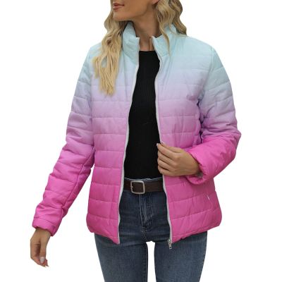 Todays Deals Women's Short Down Jacket Stripes Hot Pink Puffer Jacket Womens Long Sleeve Cropped Puffer Jacket Abrigo De Mujer para El Frio Pink Faux Fur Jacket Women Woollen Jacket Coat