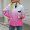 Todays Deals Women's Short Down Jacket Stripes Hot Pink Puffer Jacket Womens Long Sleeve Cropped Puffer Jacket Abrigo De Mujer para El Frio Pink Faux Fur Jacket Women Woollen Jacket Coat view 3