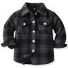 ALLureLove Toddler Boys' Girls' Flannel Plaid Shirt Button Down Long Sleeve Jacket Lapel Shacket Coat Tops Casual Outwear(Z-Black,3T) view 1