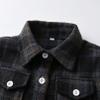 ALLureLove Toddler Boys' Girls' Flannel Plaid Shirt Button Down Long Sleeve Jacket Lapel Shacket Coat Tops Casual Outwear(Z-Black,3T) view 4