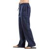 Linen Pants Men Big Tall Casual Cotton Yoga Pants with Pockets Drawstring Elastic Waist Straight-Leg Lightweight Trousers Mens Sweatpants Joggers(B1-Dark Blue,4X-Large) view 3