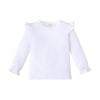 Magic Park 12M-14Y Toddler Girl Long Sleeve Blouse Kids Solid Color Tee Little Girls Ruffle Cuffs T-Shirts Winter Casual Tops (Long White Tee, 3-4 Years) view 1