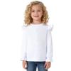 Magic Park 12M-14Y Toddler Girl Long Sleeve Blouse Kids Solid Color Tee Little Girls Ruffle Cuffs T-Shirts Winter Casual Tops (Long White Tee, 3-4 Years) view 2