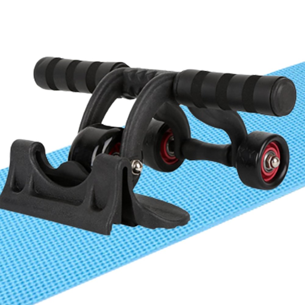 Ab Roller Exercise Wheel Abdominal Wheel Ab Roller 3 Wheels Non-Slip Heavy Duty Low Noise Abdominal Wheel With Kneeling Mat And Braking Board Unisex Deodorant Breathable Handle Domestic Gym Equipment