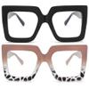 gentlemaker Oversized Blue Light Glasses for Women - Fashion Square Big Frame Non-Prescription Clear Eyewear(Black+Brown Leopard) view 1