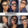 gentlemaker Oversized Blue Light Glasses for Women - Fashion Square Big Frame Non-Prescription Clear Eyewear(Black+Brown Leopard) view 2