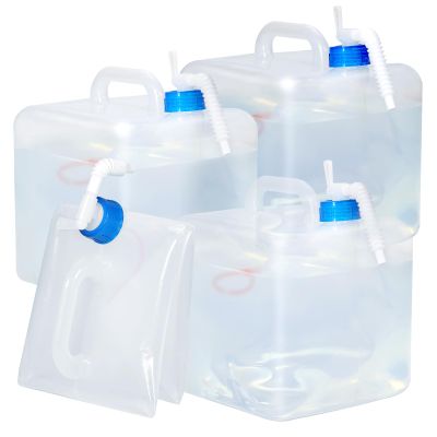 4 Pack PNEUICALLY Collapsible Water Jugs for Camping and Emergency - Foldable Water Storage Containers with Spigot, BPA Free 5.3 Gallon Tank