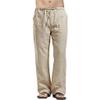Linen Pants Men Big Tall Casual Cotton Yoga Pants with Pockets Drawstring Elastic Waist Straight-Leg Lightweight Trousers Mens Sweatpants with Pockets(B1-Khaki,5X-Large) view 1