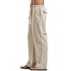 Linen Pants Men Big Tall Casual Cotton Yoga Pants with Pockets Drawstring Elastic Waist Straight-Leg Lightweight Trousers Mens Sweatpants with Pockets(B1-Khaki,5X-Large) view 3