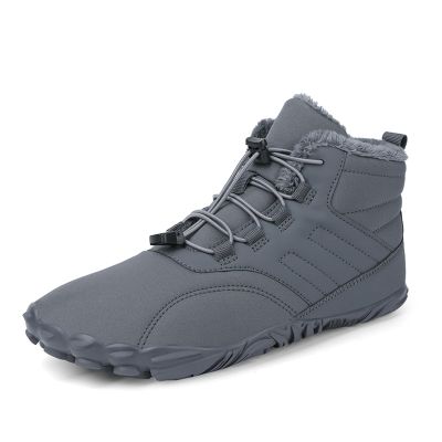 Men's Women's Lightweight Walking Boots Waterproof Warm Plush Lining Booties Comforable Slip on Winter Snow Boots Lace up Fur Lined Outdoor Winter Anti-Slip Ankle Boots Grey 46