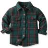 ALLureLove Toddler Boys' Girls' Flannel Plaid Shirt Button Down Long Sleeve Jacket Lapel Shacket Coat Tops Outwear(Z-Deep Green,18month) view 1