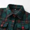ALLureLove Toddler Boys' Girls' Flannel Plaid Shirt Button Down Long Sleeve Jacket Lapel Shacket Coat Tops Outwear(Z-Deep Green,18month) view 2