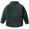 ALLureLove Toddler Boys' Girls' Flannel Plaid Shirt Button Down Long Sleeve Jacket Lapel Shacket Coat Tops Outwear(Z-Deep Green,18month) view 3