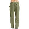 Linen Pants Men Big Tall Casual Cotton Yoga Pants with Pockets Drawstring Elastic Waist Straight-Leg Lightweight Trousers Mens Sweatpants with Pockets(B1-Army Green,Large) view 2