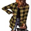 EVALESS Fall Outfits for Women Clothing Plaid Long Sleeve Jackets V Neck Long Sleeve Shacket Jacket Button Down Flannel Shirts Loose Cardigans Coats Yellow X-Large view 1