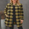 EVALESS Fall Outfits for Women Clothing Plaid Long Sleeve Jackets V Neck Long Sleeve Shacket Jacket Button Down Flannel Shirts Loose Cardigans Coats Yellow X-Large view 2