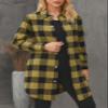 EVALESS Fall Outfits for Women Clothing Plaid Long Sleeve Jackets V Neck Long Sleeve Shacket Jacket Button Down Flannel Shirts Loose Cardigans Coats Yellow X-Large view 3