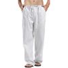 Linen Pants Men Big Tall Casual Cotton Yoga Pants with Pockets Drawstring Elastic Waist Straight-Leg Lightweight Trousers Mens Pants Athletic Fit Chino Pants(B1-White,Large) view 1