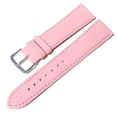 INEOUT 10 Colors Strap Watch Leather Watches Band 12mm 14mm 16mm 18mm 20mm 22mm 24mm Compatible With Women Men Watchbands Solid Color Watch Belts (Color : Pink, Size : 16mm)