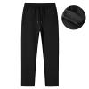 ANUFER Mens Slim Fit Cotton Sweatpants Jogging Bottoms with Zipper Pockets Casual Trousers Open Bottom Black Fluff XXL view 2