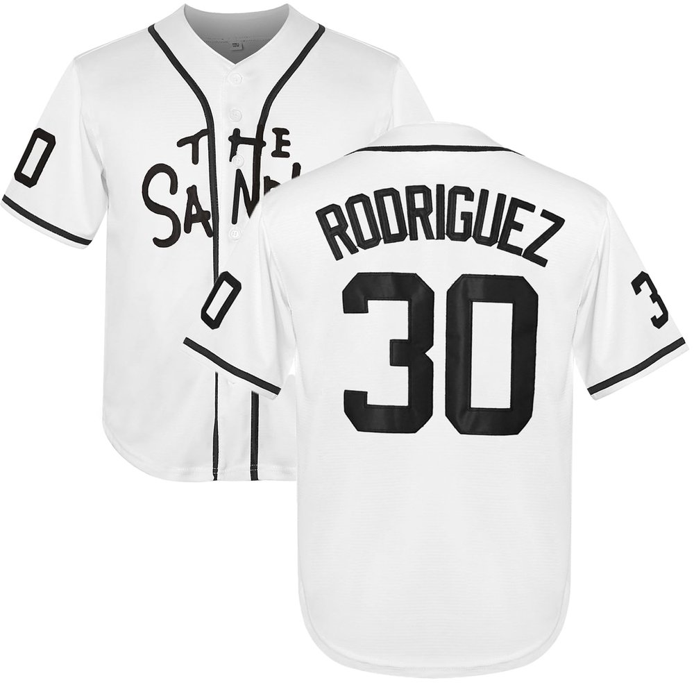 Youth Baseball Jersey 30 Stitched The Sandlot Benny The Jet Rodriguez Movie Boy's Baseball Jersey Gift for Kids(Medium,30-White)