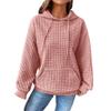 Womens Crew Neck Waffle Pullover Hoodies Casual Long Sleeve Drawstring Pullover Top Hooded Sweatshirt with Pocket (Pink,Small) view 1
