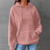 Womens Crew Neck Waffle Pullover Hoodies Casual Long Sleeve Drawstring Pullover Top Hooded Sweatshirt with Pocket (Pink,Small) view 2