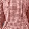 Womens Crew Neck Waffle Pullover Hoodies Casual Long Sleeve Drawstring Pullover Top Hooded Sweatshirt with Pocket (Pink,Small) view 4