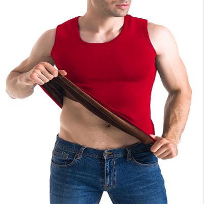 Flygo Mens Cotton Winter Warm Thermal Tank Top Fleece Lined Underwear Sleeveless Vest(Red-M)