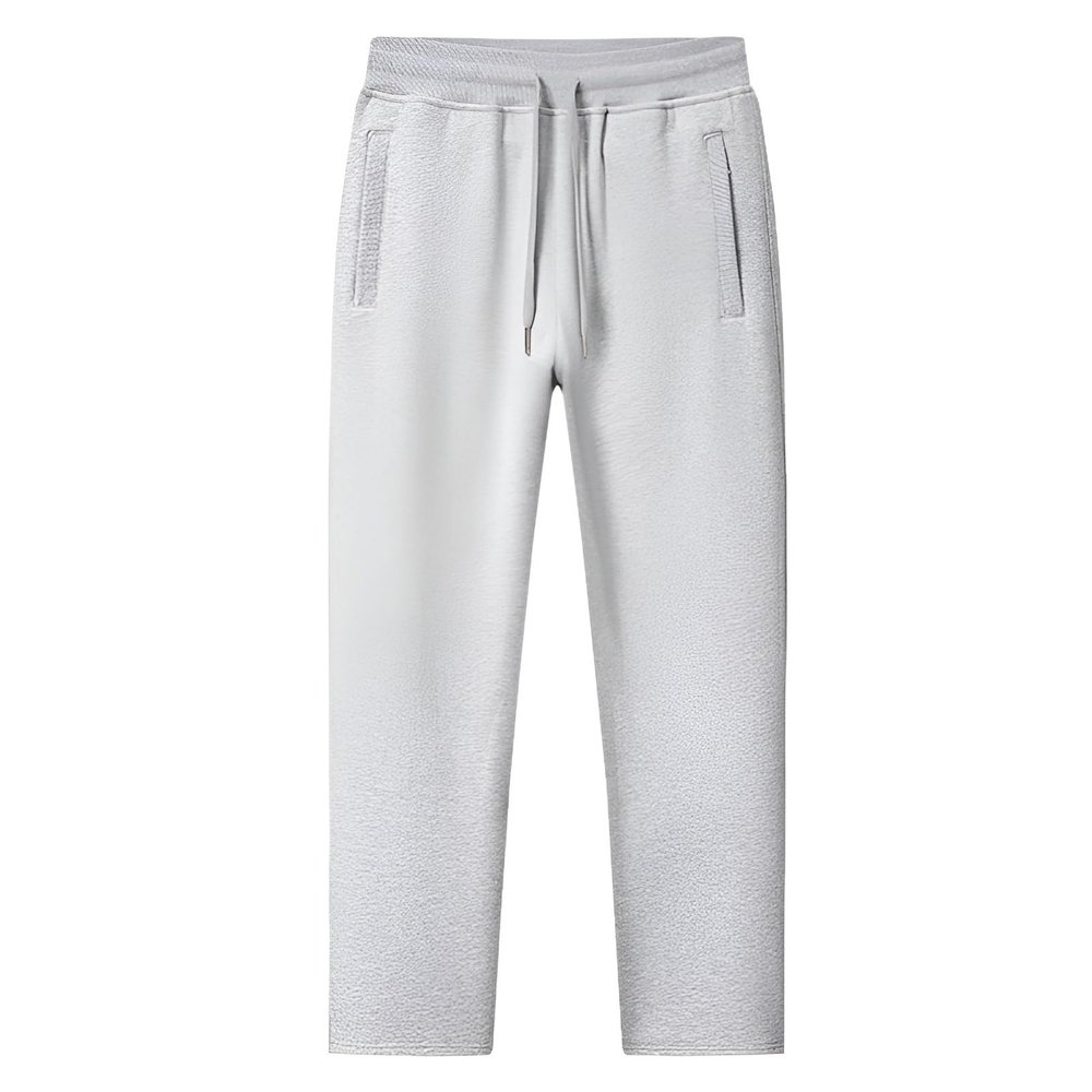 ANUFER Mens Slim Fit Cotton Sweatpants Jogging Bottoms with Zipper Pockets Casual Trousers Open Bottom Light Grey Fluff L