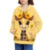WELLFLYHOM Sunflower Clothes Kids Hoodies Funny Giraffe Sweatshirt Size 11-13 Graphic Pullover Hoodie Boys Girls Long Sleeve Hoodie Sweater Shirts with Front Pocket Fall Outfits Active Top view 2