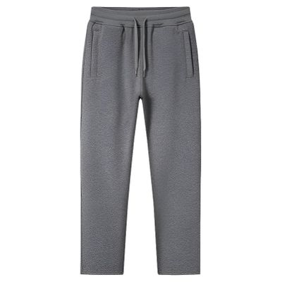 ANUFER Mens Slim Fit Cotton Sweatpants Jogging Bottoms with Zipper Pockets Casual Trousers Open Bottom Grey Fluff XL