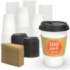Dealusy 100 Pack 16 oz Disposable Coffee Cups with Lids and Sleeves, Sturdy Thick Paper & Leak-free Insulated to Go Paper Hot Coffee Cups for Hot & Cold Beverage view 1