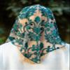 Maria Veils Catholic Mantilla Mass Infinity Veil Church Lace Veil Spanish Chapel Mass Head Covering Veil Long (Green) view 2