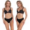 Amwounu High Waisted Thongs For Women Soft Underwear High Rise Black Nude Grey Cotton Panties Size S Pack of 6 view 2