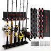 2 Pack Vertical Fishing Rod Holder for Garage, BETTER LEADER Fishing Pole Holders- Holds Up to 12 Rods or Combos, Wall Mount Fishing Pole Rack, Fits Most Rods of Diameter 3-19mm, Fishing Gifts for Men view 1