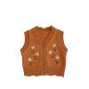 2023 Kids Girls Fashion Cotton Sleeveless Sweater Kids Embroidery Gilets Vest Boys and Girls Baby (Brown, 12-18 Months)