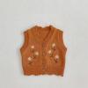 2023 Kids Girls Fashion Cotton Sleeveless Sweater Kids Embroidery Gilets Vest Boys and Girls Baby (Brown, 12-18 Months) view 3