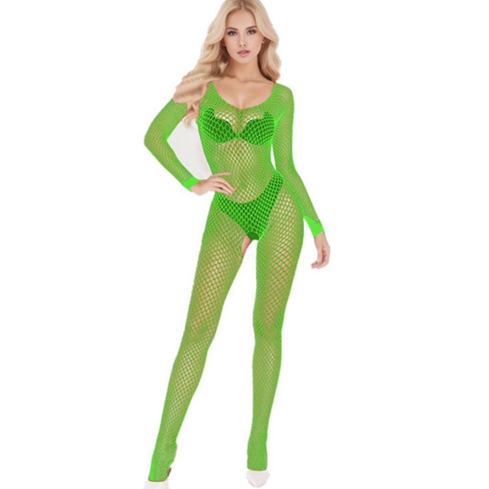 Women Fishnet Mesh Lingerie Bodystocking Lace Smock Badydoll See Through Chemises Full Body Bodystocking Bodysuits Nightwear